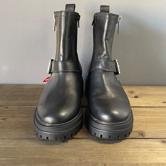 Blondo Garnet Waterproof Boots Women's Size 9.5M Black Leather Lug Sole Moto - Picture 3 of 13